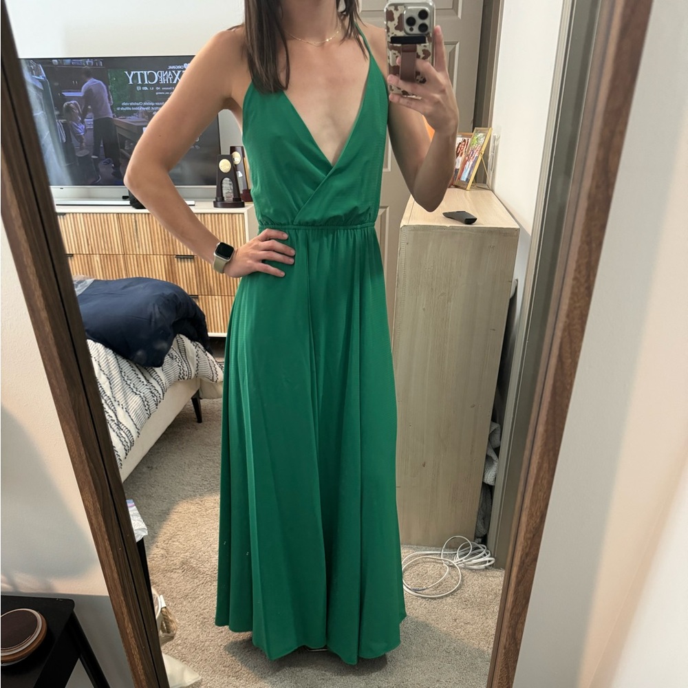 Lulu’s XS long green bridesmaid/wedding guest dress